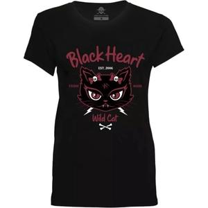 Ženska majica Black Heart Wild Cat crna