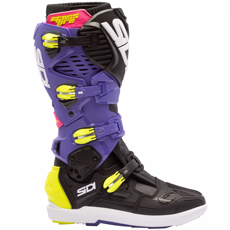 Motociklističke čizme SiDi Crossfire 3 SRS ljubičasto-crno-fluo žuto