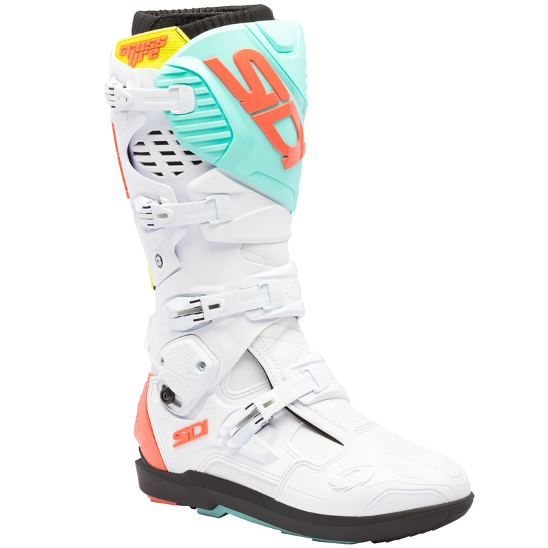 Motociklističke čizme SiDi Crossfire 3 SRS bijela-fluo mint-fluo koraljna