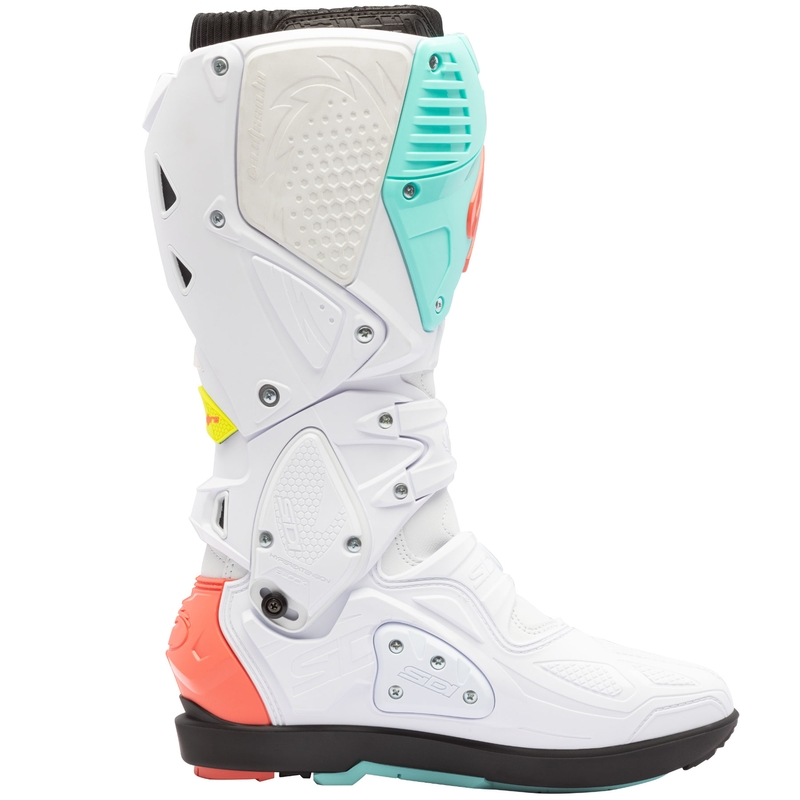 Motociklističke čizme SiDi Crossfire 3 SRS bijela-fluo mint-fluo koraljna