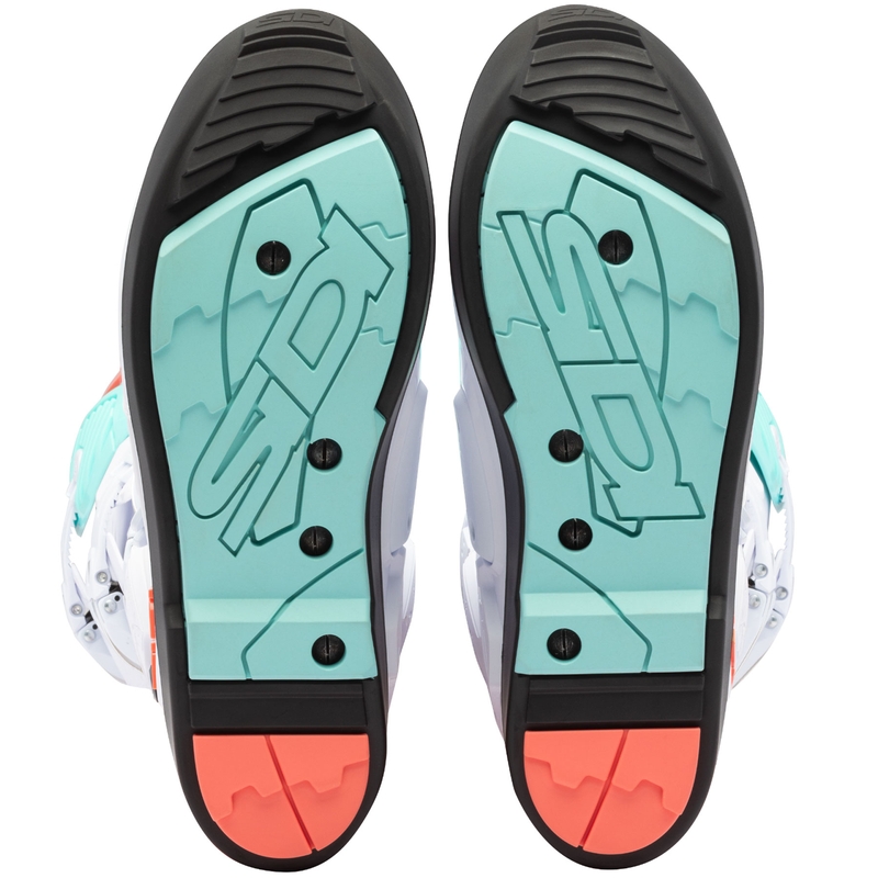 Motociklističke čizme SiDi Crossfire 3 SRS bijela-fluo mint-fluo koraljna