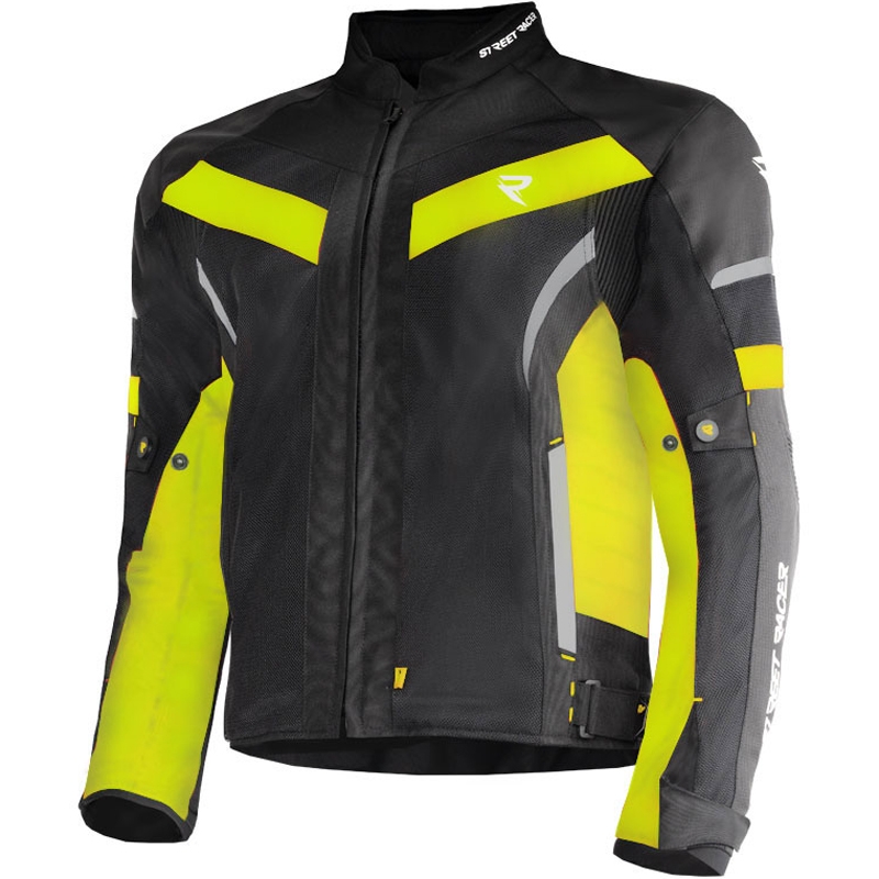 Motociklistička jakna Street Racer Evans Air crno-fluo žuta