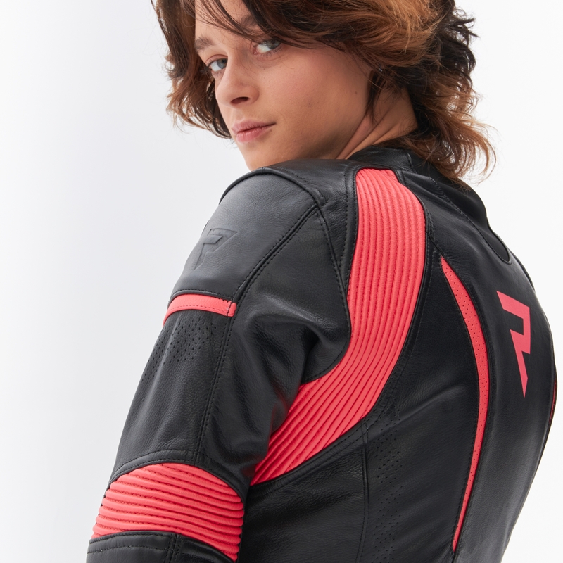 Ženska motociklistička jakna Rebelhorn Rebel crno-fluo roza