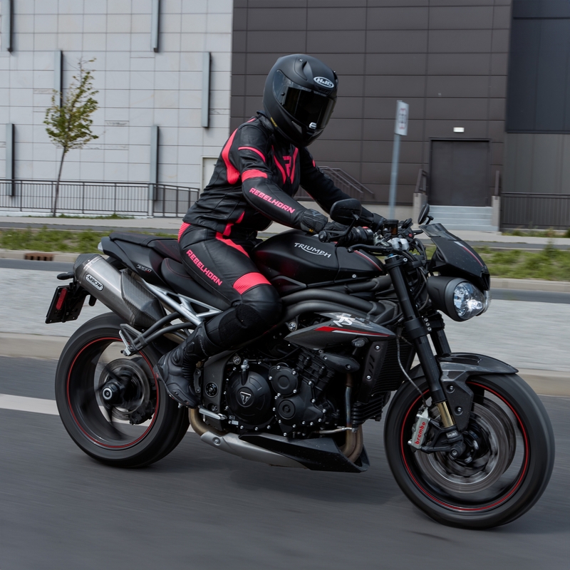 Ženska motociklistička jakna Rebelhorn Rebel crno-fluo roza