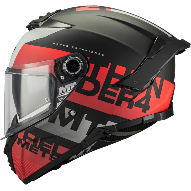 Integralna motociklistička kaciga MT Thunder 4 SV Waves B5 mat crno-crvena