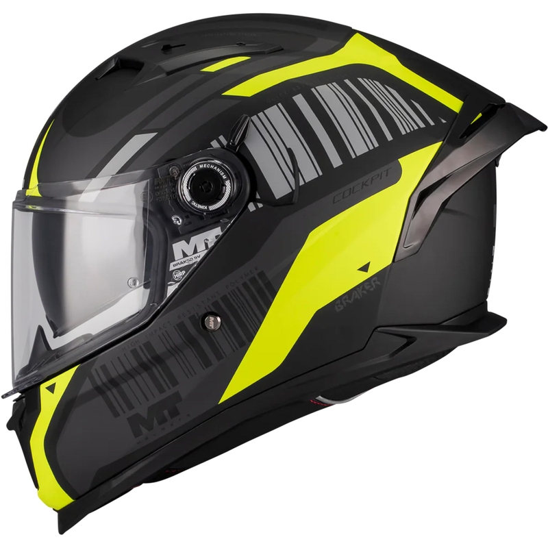 Integralna motociklistička kaciga MT Braker SV Cockpit B13 mat crno-sivo-fluo žuta
