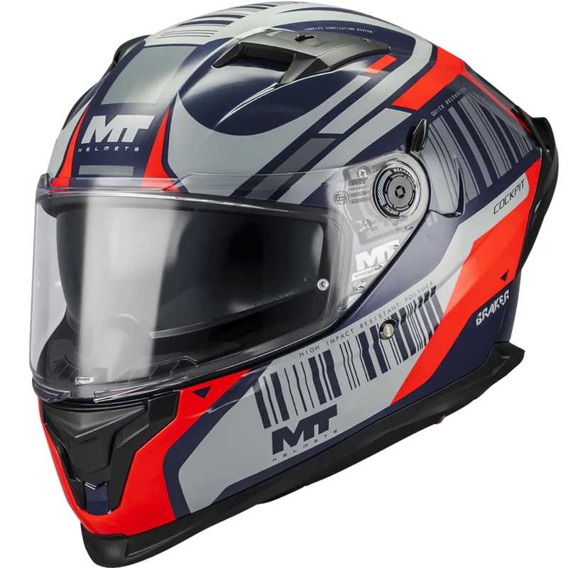 Integralna motociklistička kaciga MT Braker SV Cockpit B5 plavo-sivo-crvena