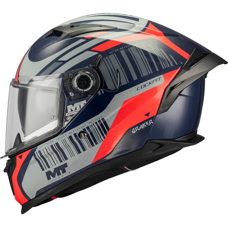 Integralna motociklistička kaciga MT Braker SV Cockpit B5 plavo-sivo-crvena