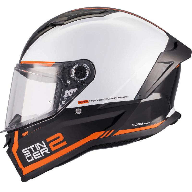 Integralna motociklistička kaciga MT Stinger 2 Core B0 bijelo-crno-narančasta