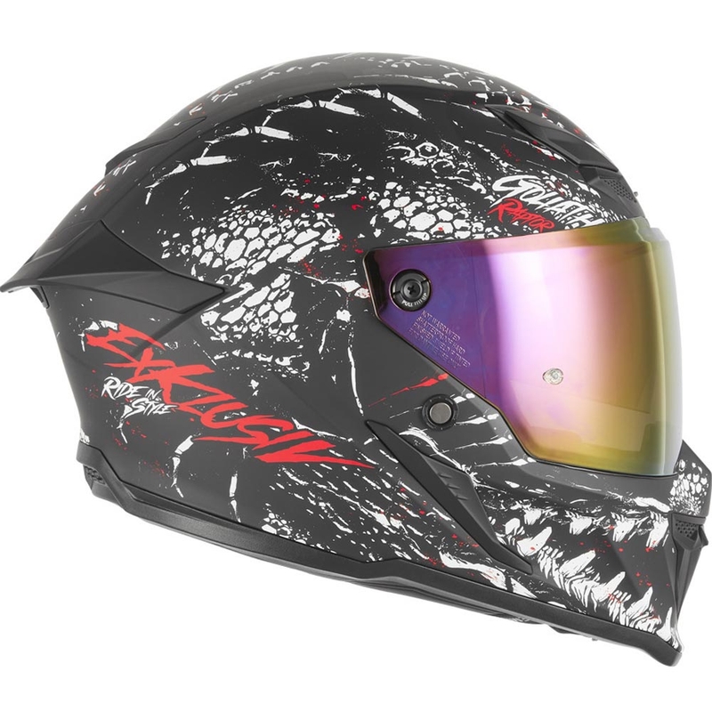 NOX Exklusiv Goliath Raptor integralna motociklistička kaciga mat crno-bijelo-crvena