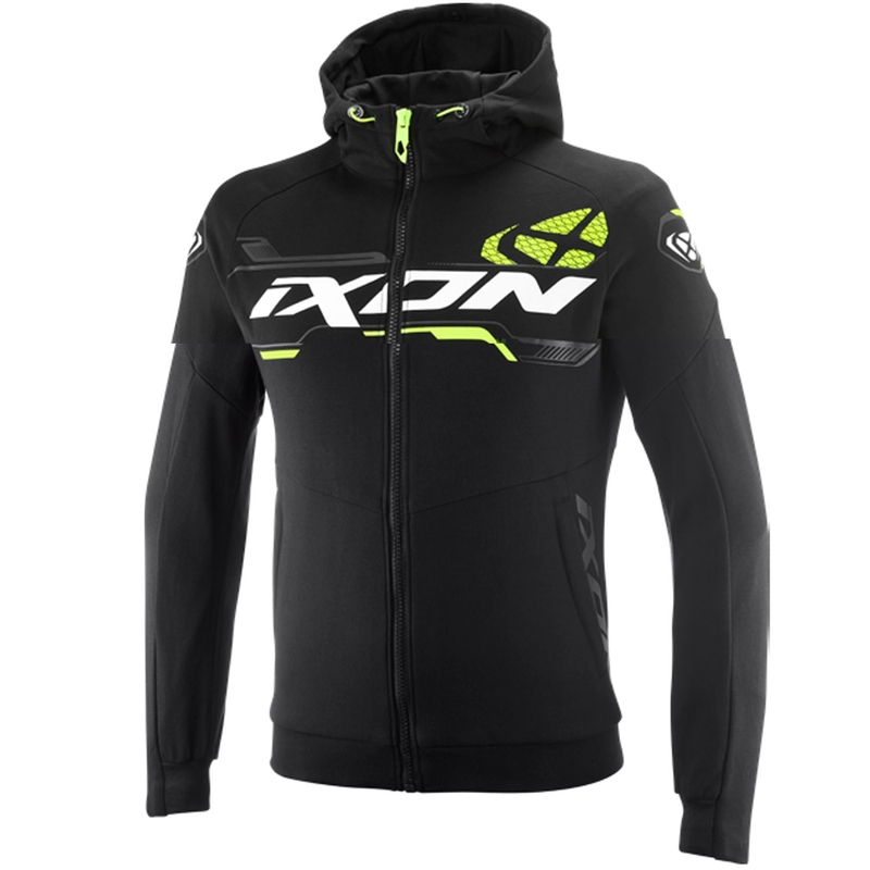 IXON Touchdown Ultra motociklistička majica s kapuljačom crno-bijelo-fluo žuta