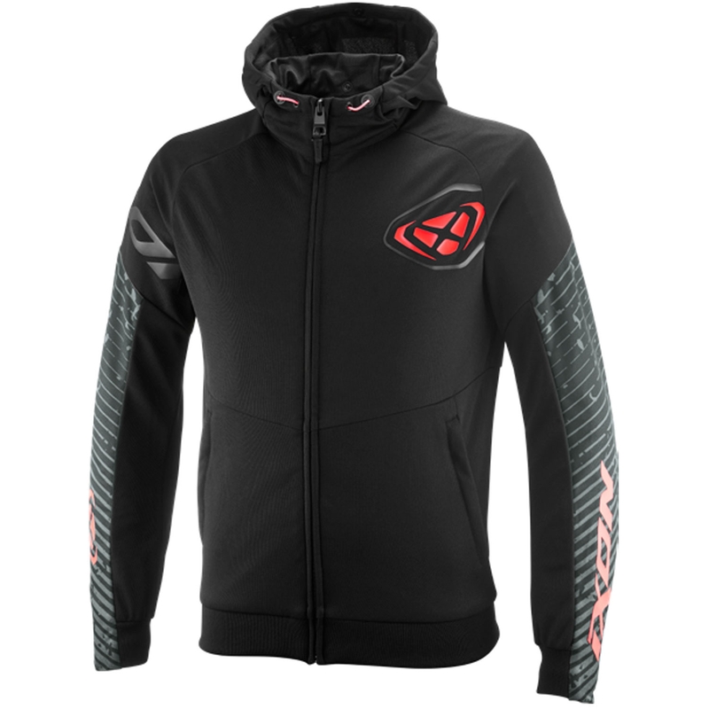 IXON Touchdown Air motociklistička majica s kapuljačom crno-fluo crvena
