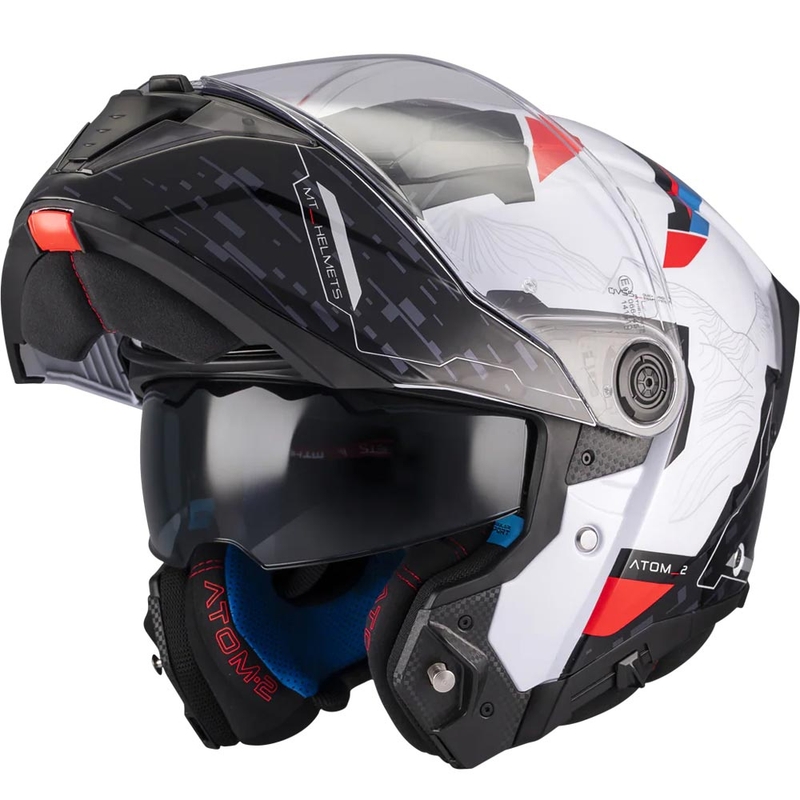 Preklopna motociklistička kaciga MT Atom 2 SV Highlands A7 crno-bijelo-plavo-crvena