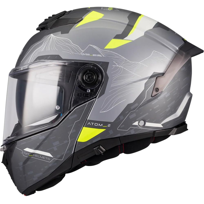 Preklopna motociklistička kaciga MT Atom 2 SV Highlands E2 mat crno-sivo-fluo žuta