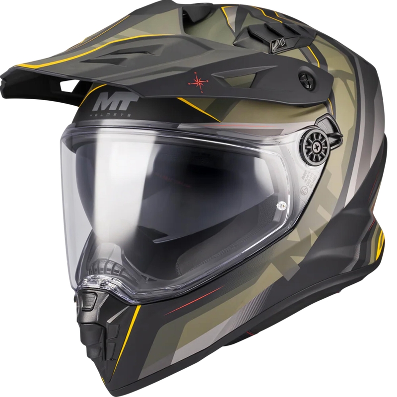 Enduro motociklistička kaciga MT Track SV Questor B6 mat crno-zeleno-smeđe-fluo žute boje