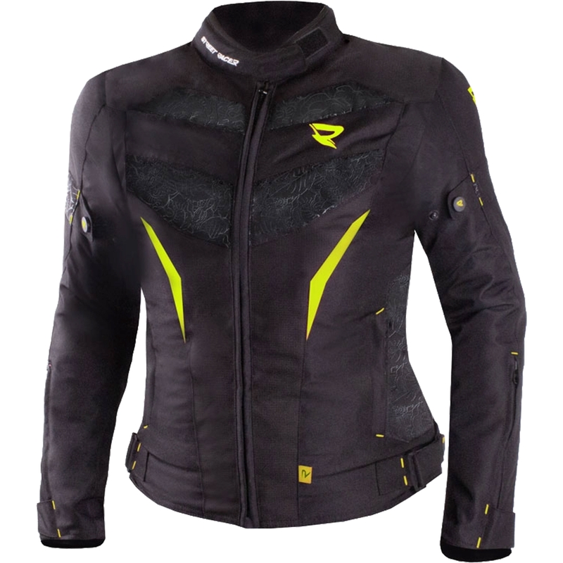 Ženska motoristička jakna Street Racer Rose crno-fluo žuta