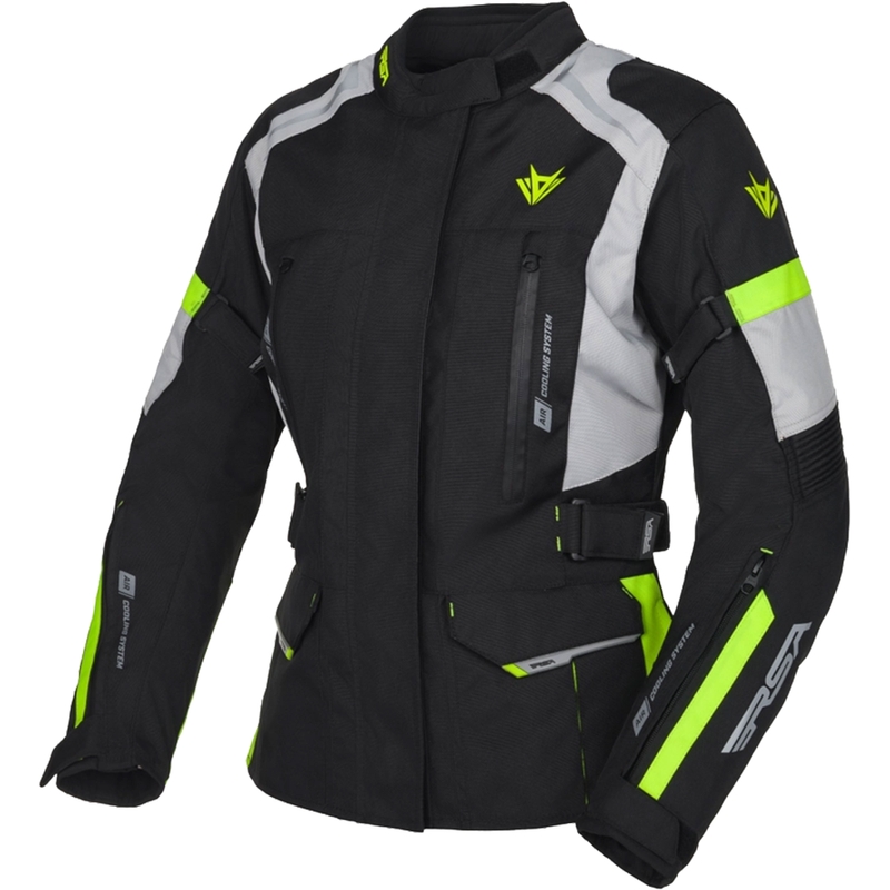 RSA EXO 2 ženska motociklistička jakna crno-sivo-fluo žuta