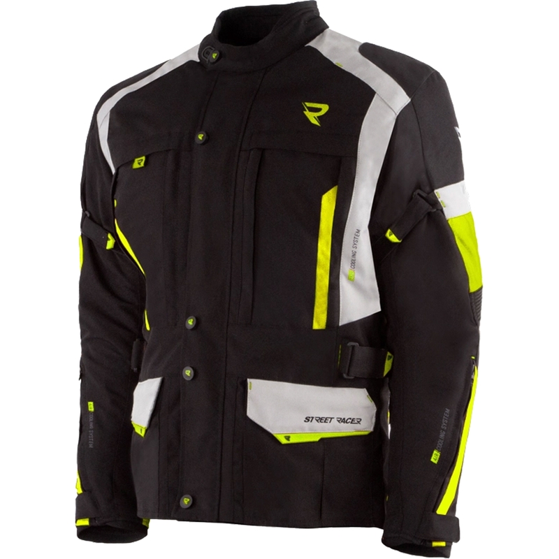 Motociklistička jakna Street Racer Hilax crno-sivo-fluo žuta