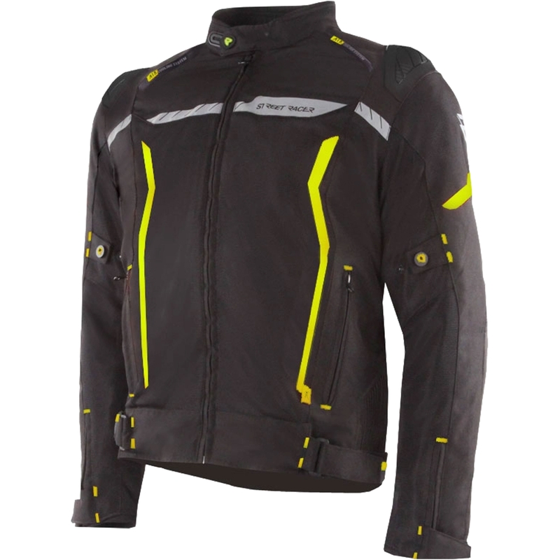 Motociklistička jakna Street Racer Flex EVO crno-fluo žuta