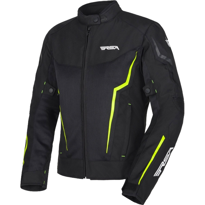 Ženska motoristička jakna RSA Bolt crno-bijela-fluo žuta