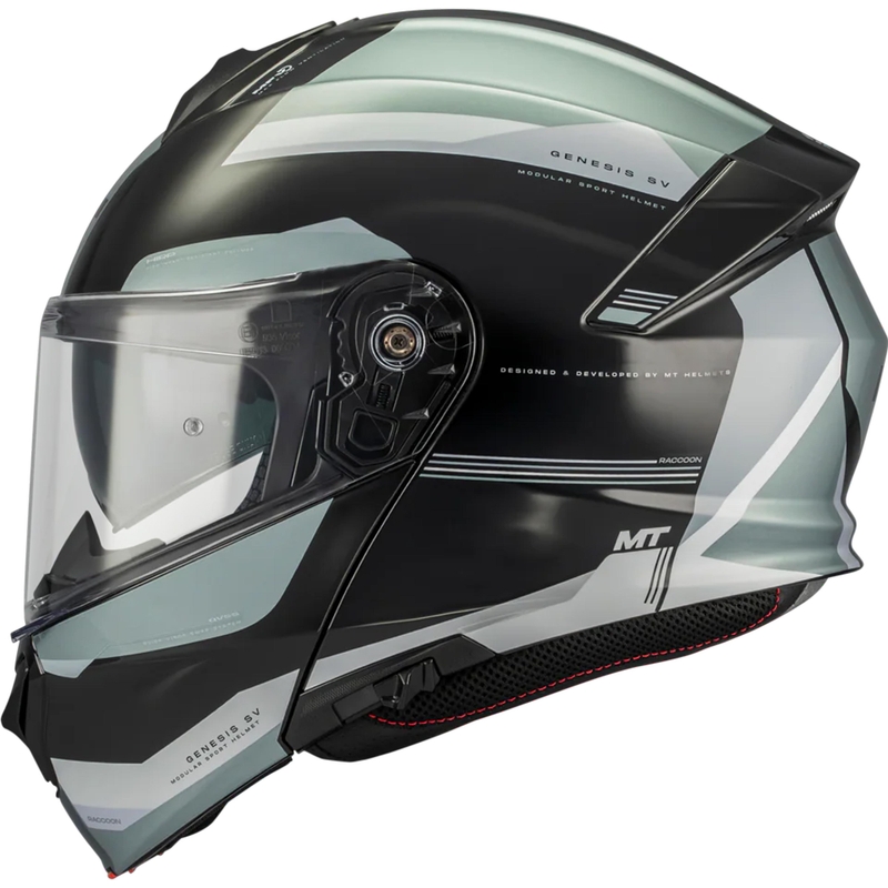 Preklopna motociklistička kaciga MT Genesis SV Raccoon B12 crno-siva
