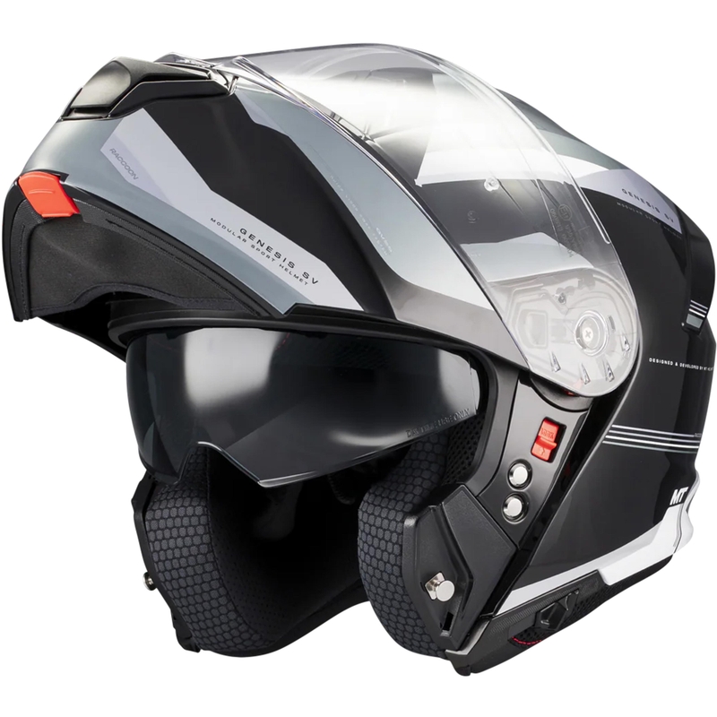 Preklopna motociklistička kaciga MT Genesis SV Raccoon B12 crno-siva