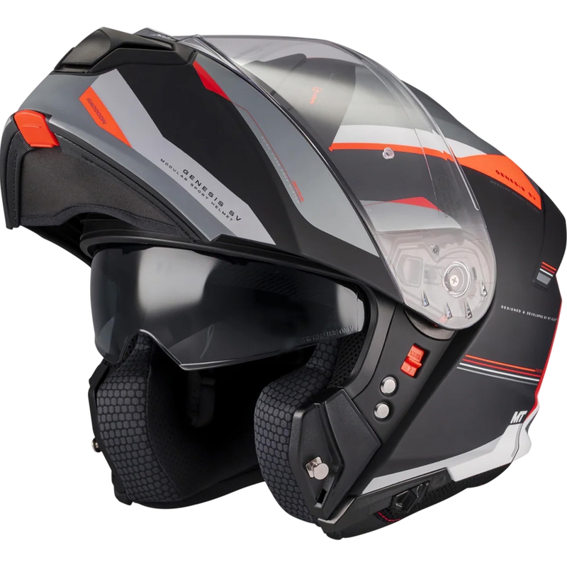 Preklopna motociklistička kaciga MT Genesis SV Raccoon B5 crno-crvena