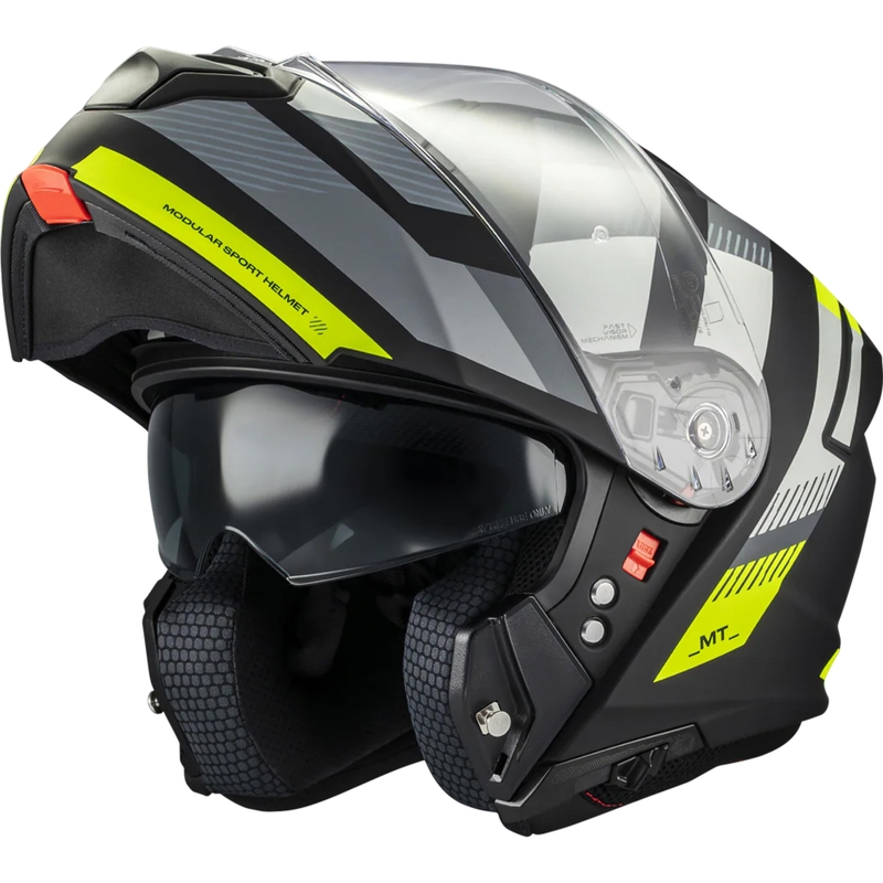 Preklopna motociklistička kaciga MT Genesis SV Stroke B13 mat crno-sivo-fluo žuta