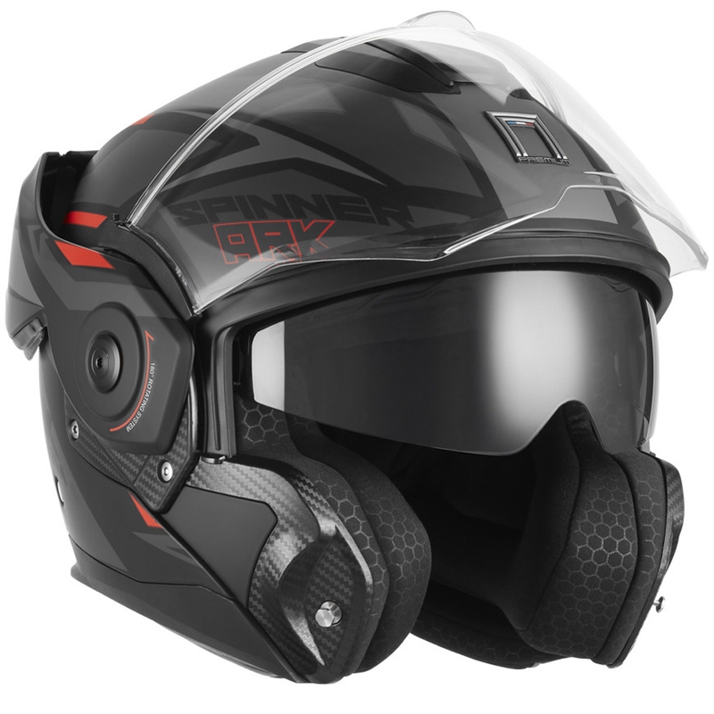 Preklopna motociklistička kaciga NOX PREMIUM Spinner Ark mat crno-crvena