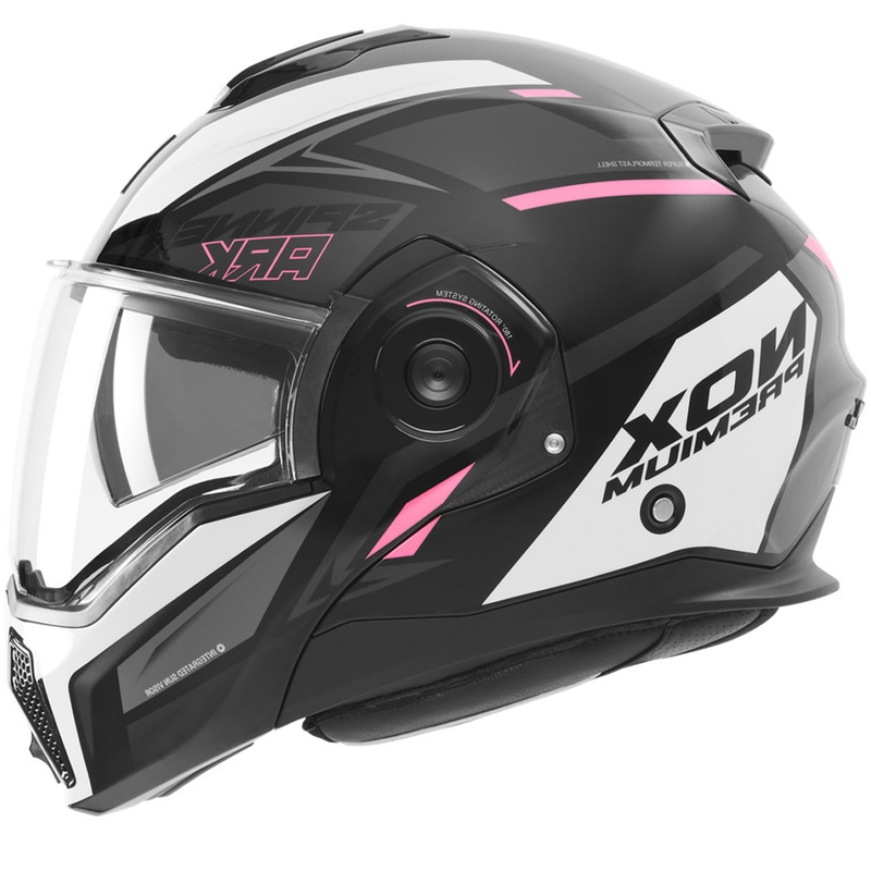 Preklopna motociklistička kaciga NOX PREMIUM Spinner crno-bijelo-roza