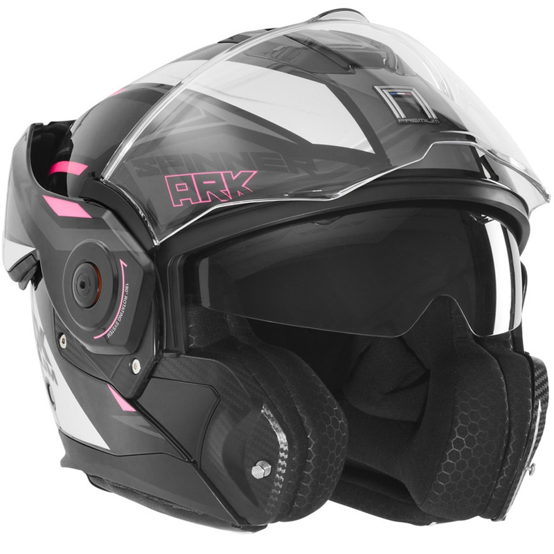 Preklopna motociklistička kaciga NOX PREMIUM Spinner crno-bijelo-roza