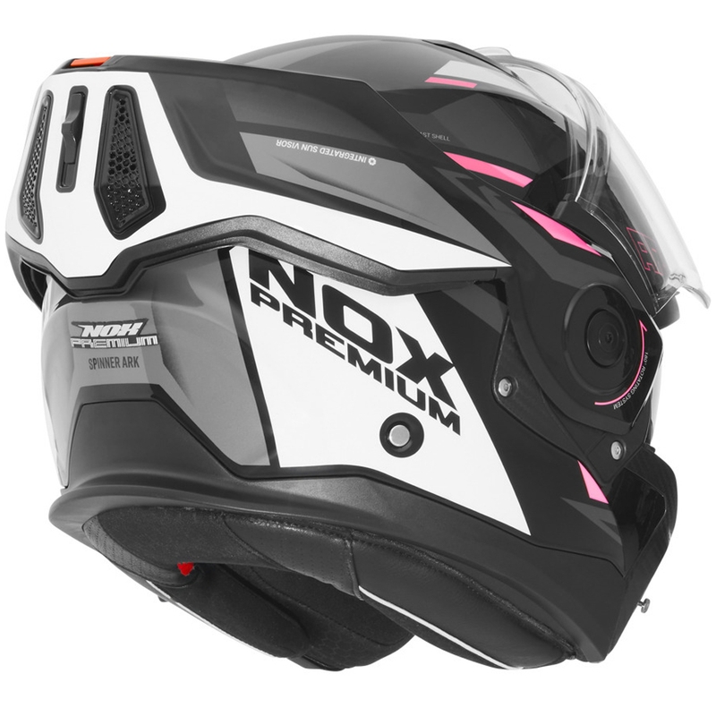 Preklopna motociklistička kaciga NOX PREMIUM Spinner crno-bijelo-roza