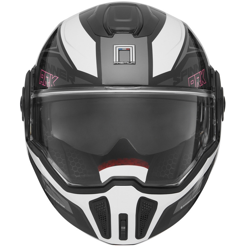 Preklopna motociklistička kaciga NOX PREMIUM Spinner crno-bijelo-roza