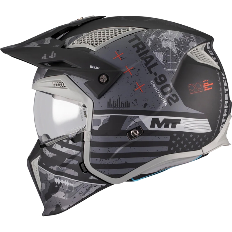 Modularna motociklistička kaciga MT Streetfighter SV S Belic B2 mat crno-siva