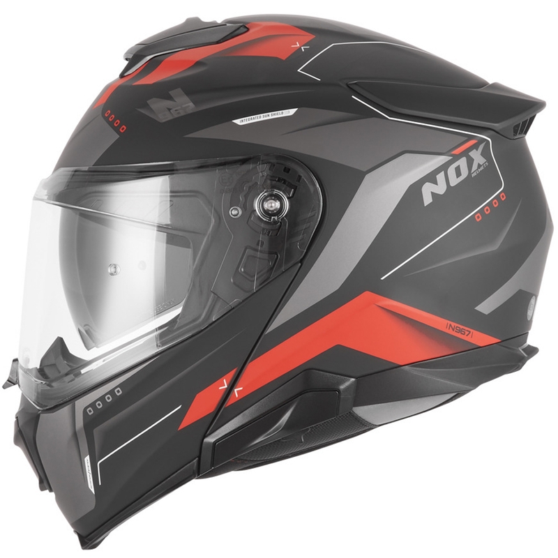 Preklopna motociklistička kaciga NOX N967 Conquer mat crno-crvena