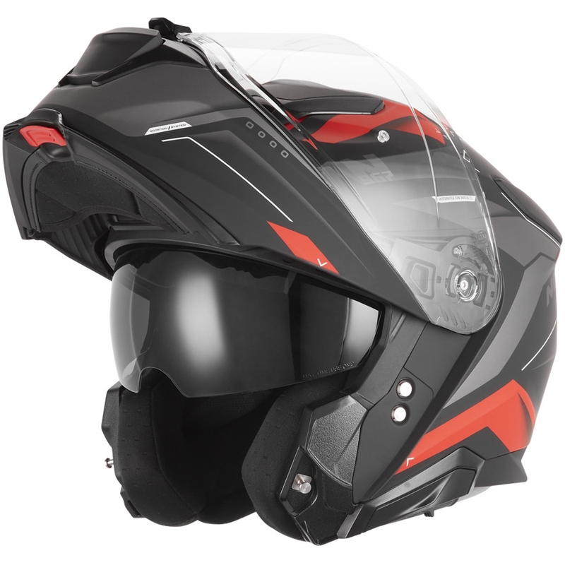 Preklopna motociklistička kaciga NOX N967 Conquer mat crno-crvena