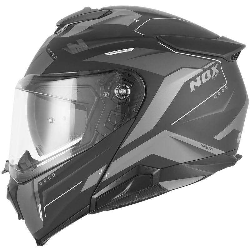 Preklopna motociklistička kaciga NOX N967 Conquer mat crno-srebrna