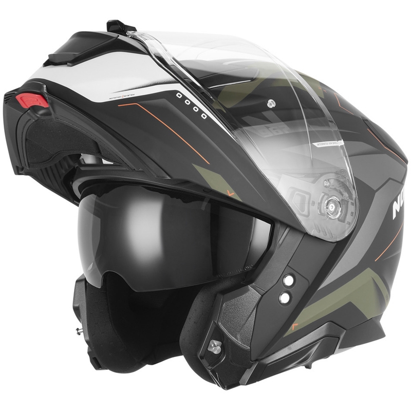 Preklopna motociklistička kaciga NOX N967 Conquer mat crno-kaki-narančasta