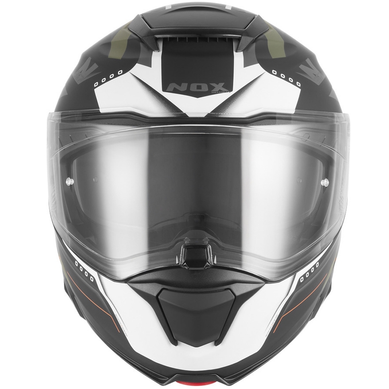 Preklopna motociklistička kaciga NOX N967 Conquer mat crno-kaki-narančasta