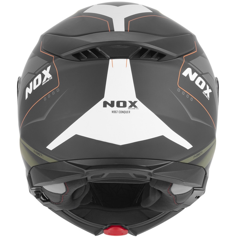 Preklopna motociklistička kaciga NOX N967 Conquer mat crno-kaki-narančasta