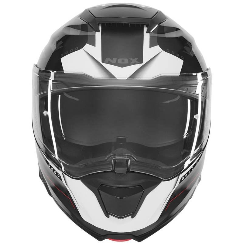 Preklopna motociklistička kaciga NOX N967 Conquer mat crno-bijelo-crvena