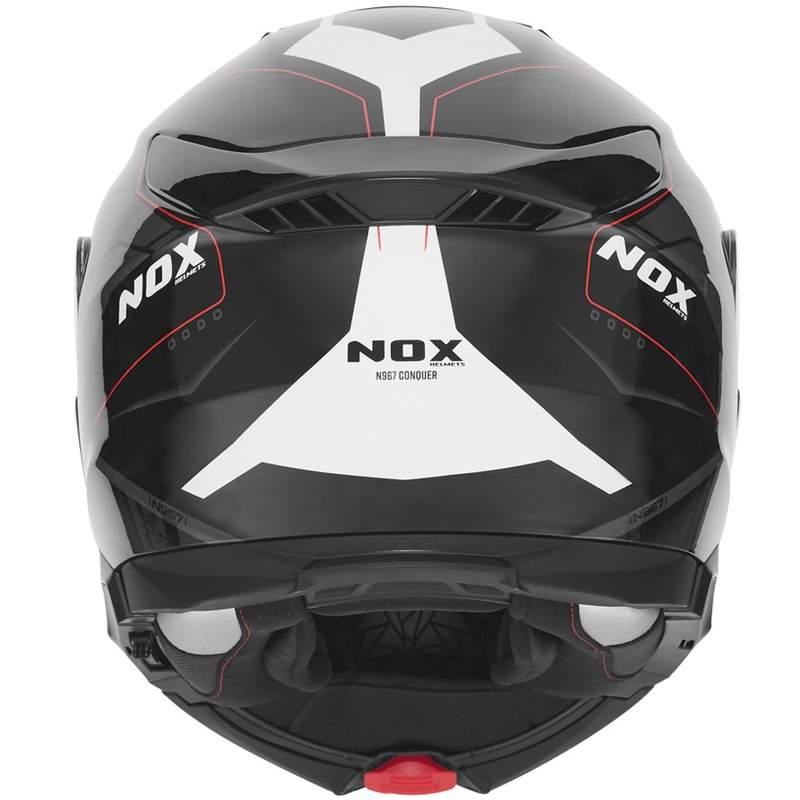 Preklopna motociklistička kaciga NOX N967 Conquer mat crno-bijelo-crvena