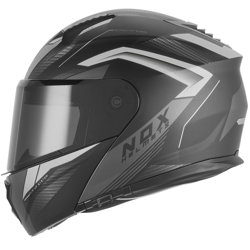 Preklopna motociklistička kaciga NOX N968 Shift mat crno-srebrna