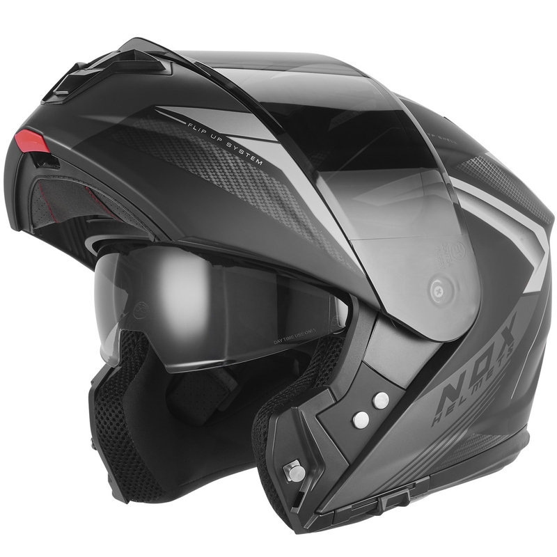 Preklopna motociklistička kaciga NOX N968 Shift mat crno-srebrna