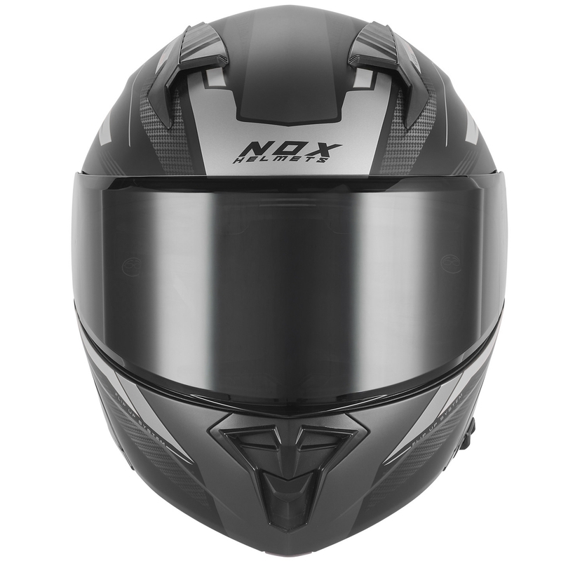Preklopna motociklistička kaciga NOX N968 Shift mat crno-srebrna