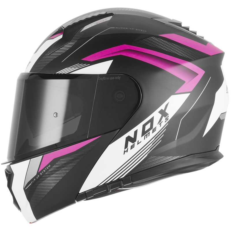 Preklopna motociklistička kaciga NOX N968 Shift mat crno-bijelo-roza