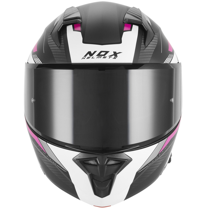 Preklopna motociklistička kaciga NOX N968 Shift mat crno-bijelo-roza