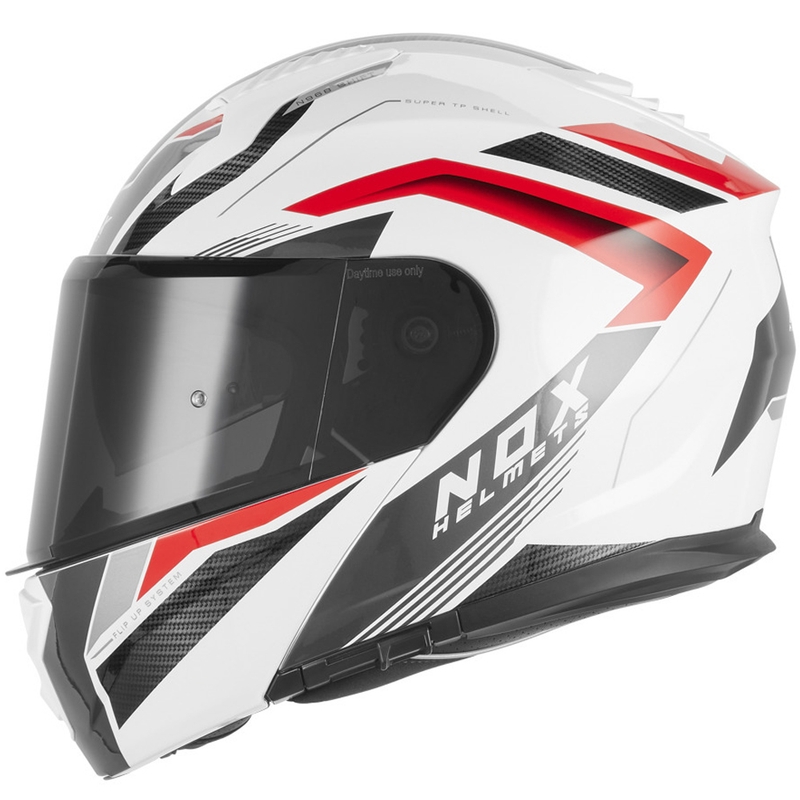 Preklopna motociklistička kaciga NOX N968 Shift bijelo-crvena