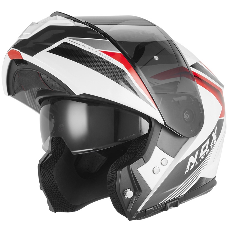 Preklopna motociklistička kaciga NOX N968 Shift bijelo-crvena