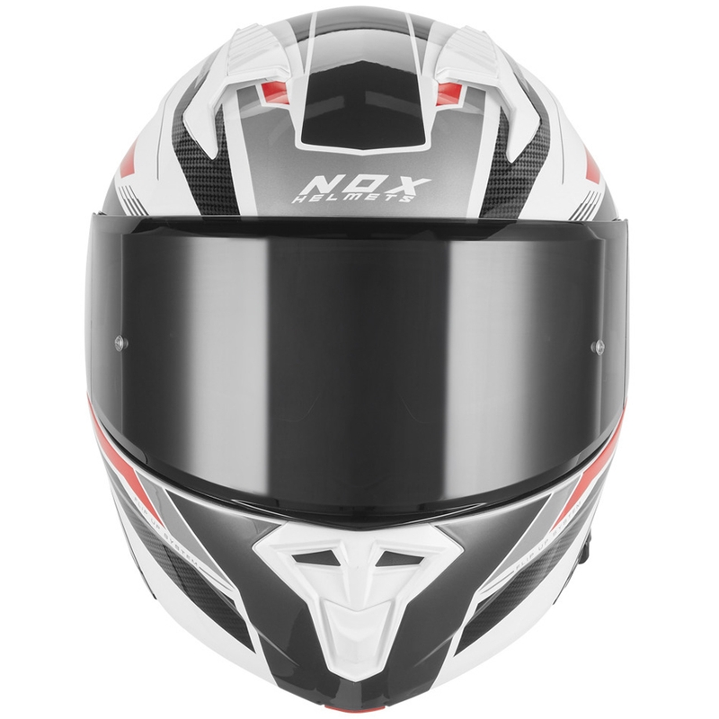 Preklopna motociklistička kaciga NOX N968 Shift bijelo-crvena